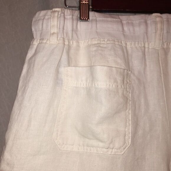 Tommy Hilfiger 10 White Linen Light Wide Leg Four Pocket Drawstring Pants - Picture 8 of 16